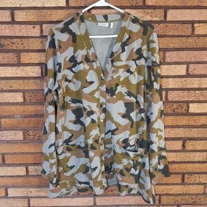 LOGO Lounge Medium Camo Print Snap Button Front Cardigan